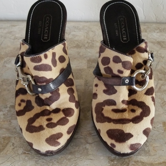 Coach Leopard Calfhair Heeled Mule NWOT - Picture 3 of 6